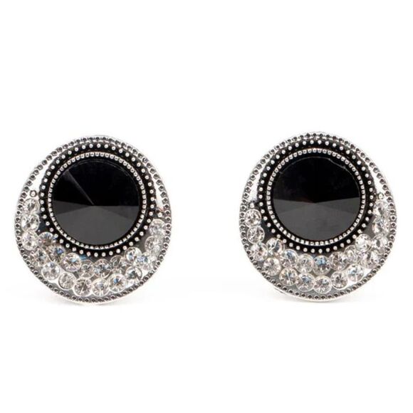 Off The Richer Scale Black Clip-on Earrings (100) - Picture 2 of 3